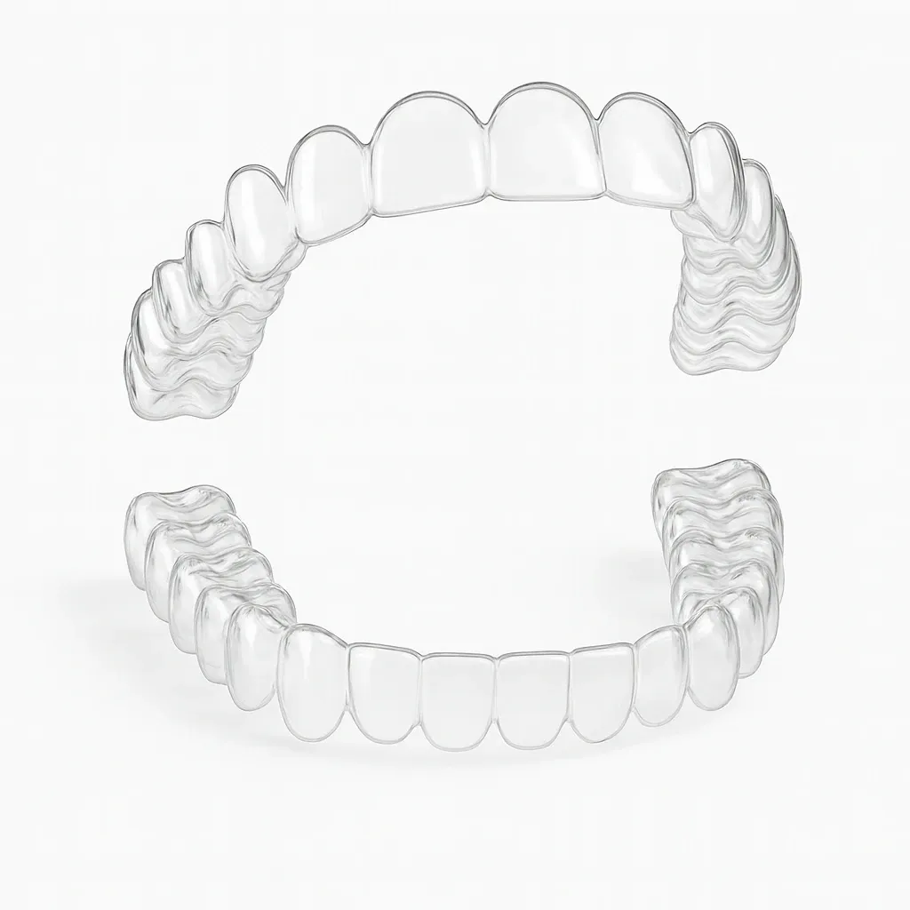 Clear Essix replacement retainers UK — upper and lower arch pair, custom-made in a UK dental lab