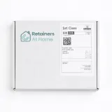 Dental impression kit UK packaging — top view with Royal Mail 1st Class label