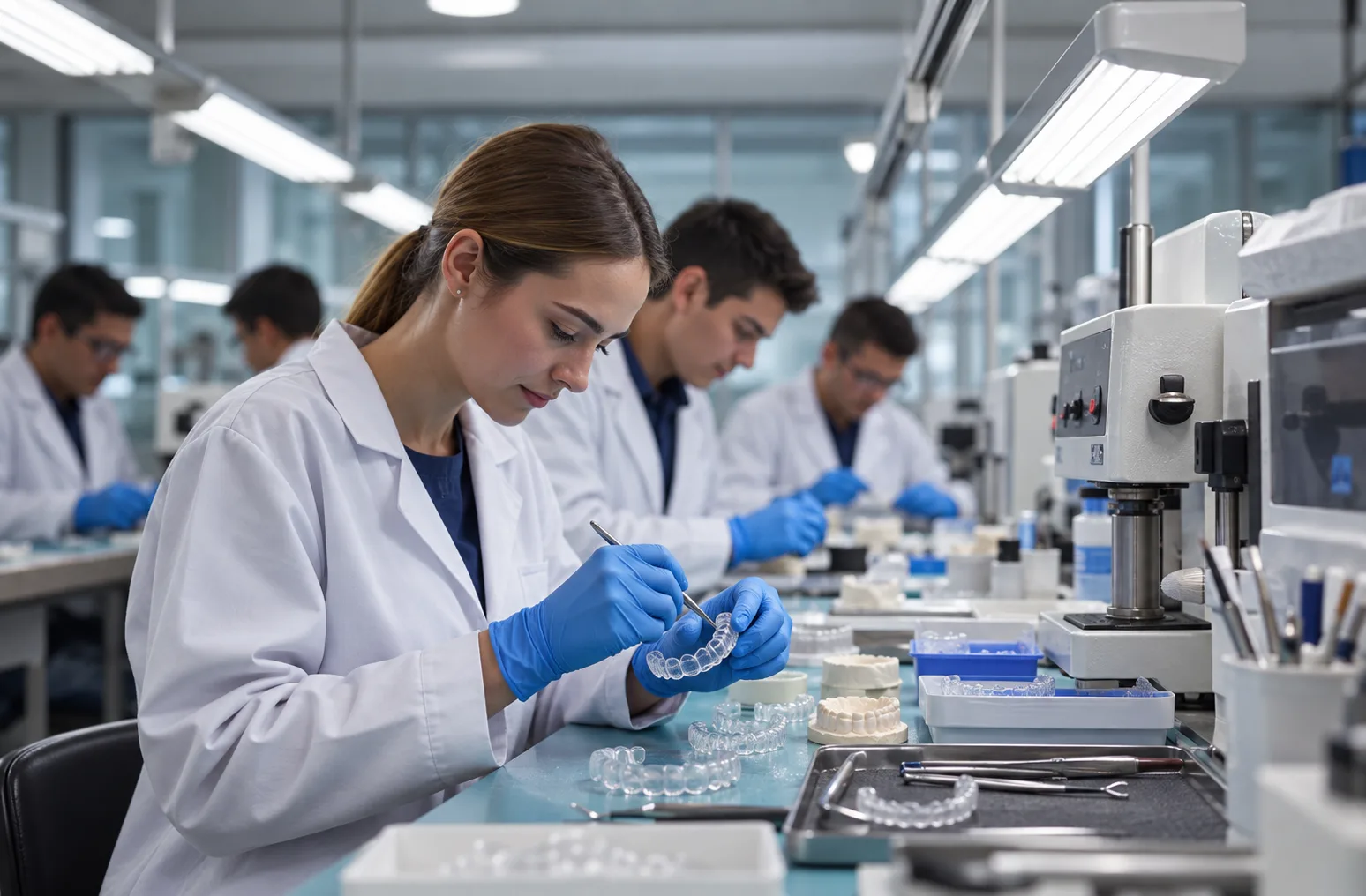 Technicians in a UK dental laboratory making clear retainers, the supply stage at which the VAT classification of a retainer is decided
